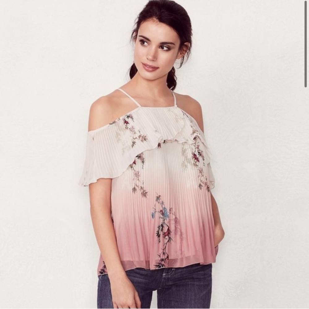 Flowy Pink Ombré Pleated Halter Top Dreamy XS